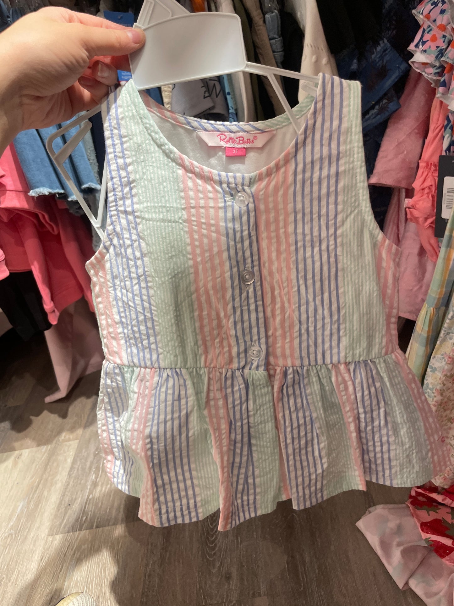 Multi-color Seersucker Button Up Swing Top and Bloomer set