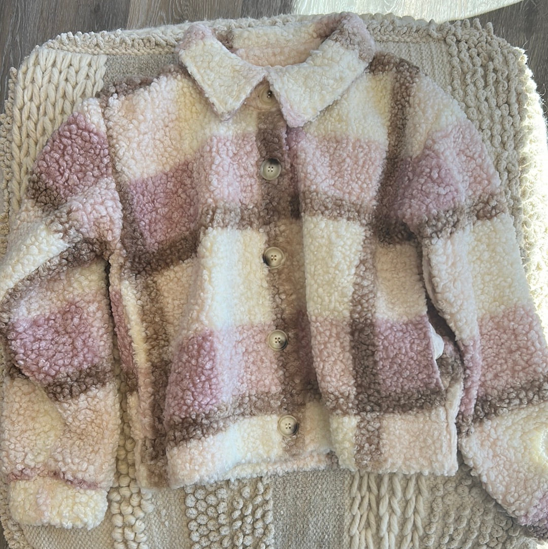 TWEEN CAMPFIRE PLAID TEDDY JACKET