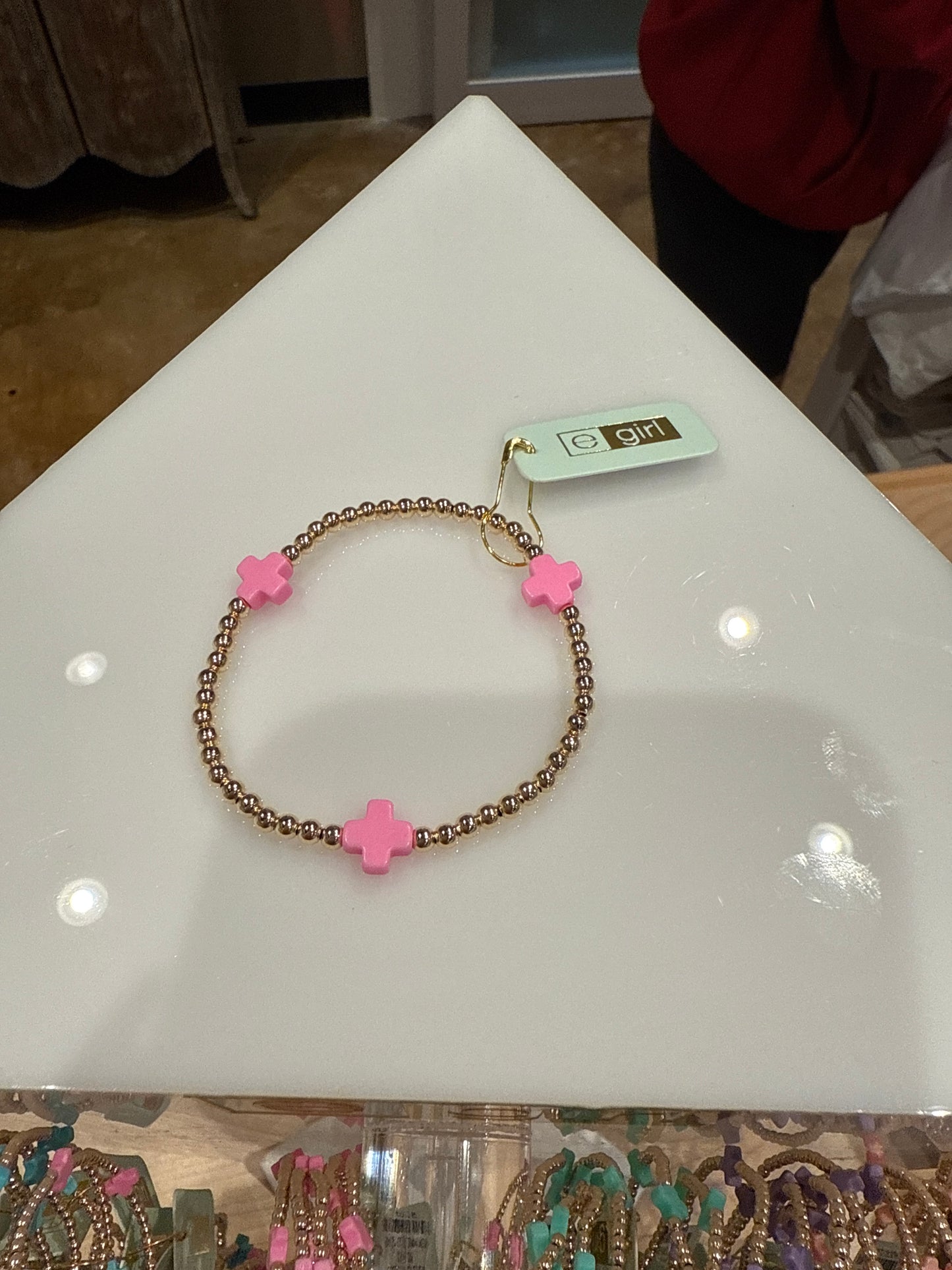 egirl signature Cross Gold Pattern 3mm bead bracelet