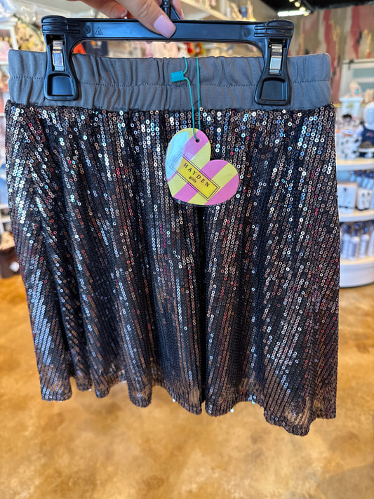 Girl's Elastic Waist Sequin Flare Skirt