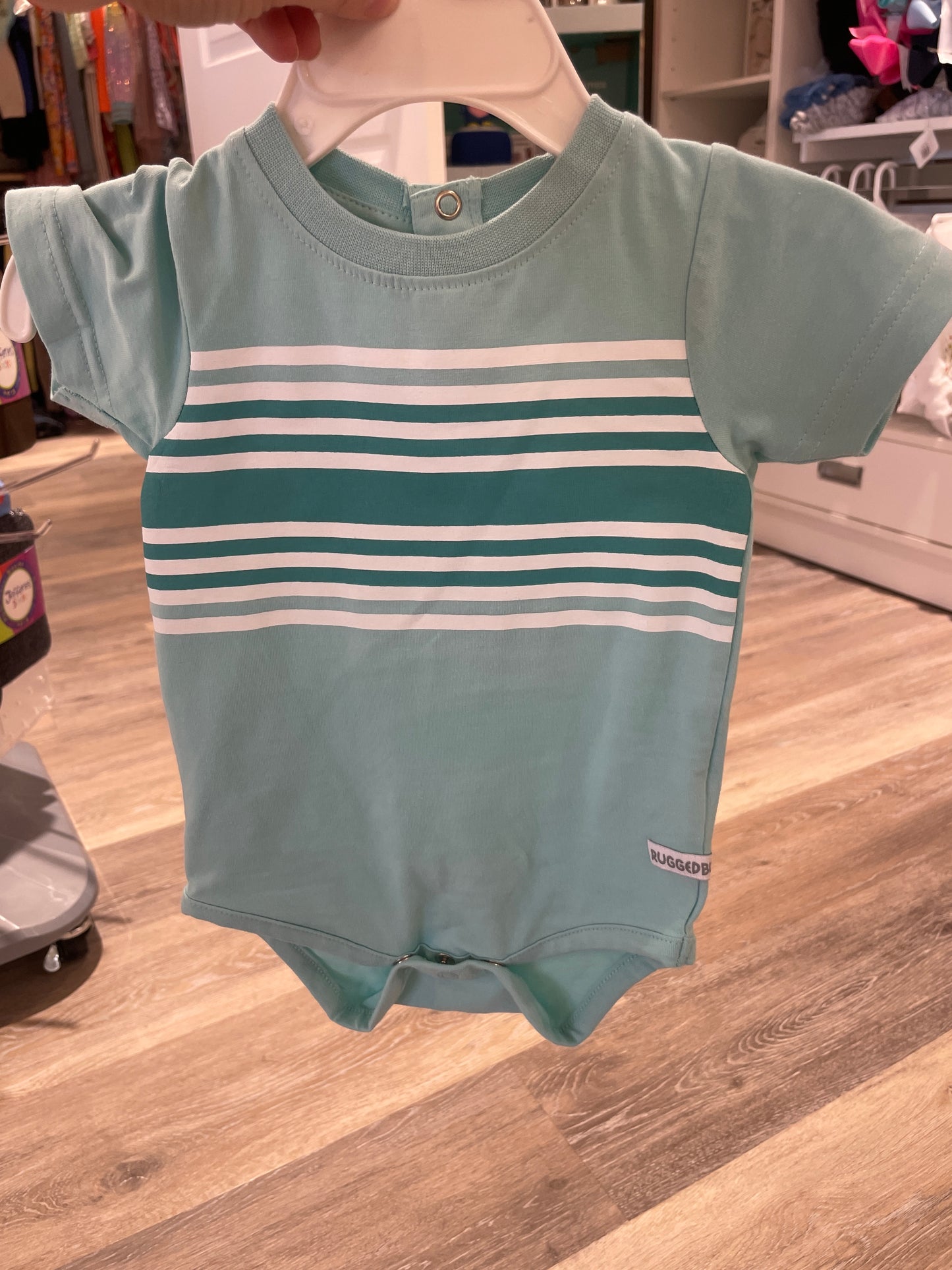 OCEAN TEAL STRIPE SHORT SLV SHIRT