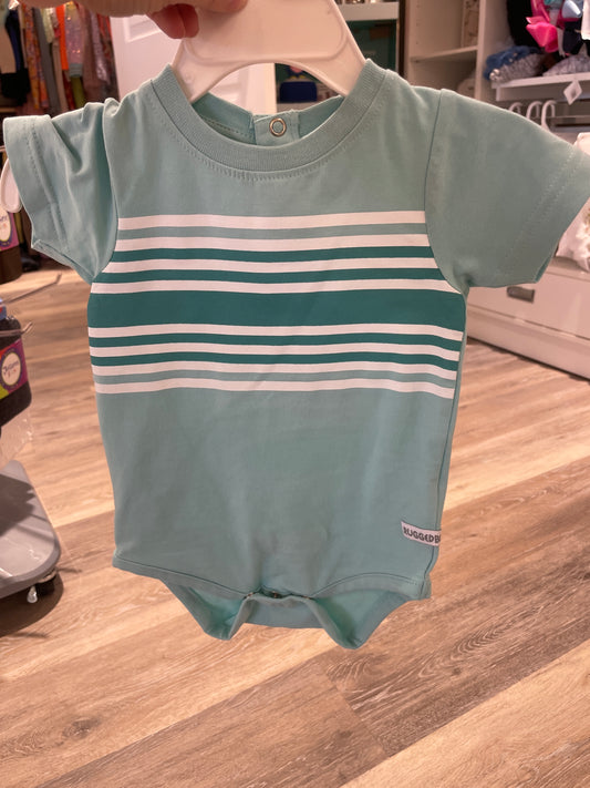 OCEAN TEAL STRIPE SHORT SLV SHIRT