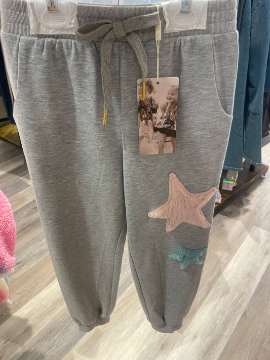 Joggers W/ Faux Fur Star Appliques