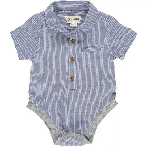 Navy Seersucker Woven Onesie
