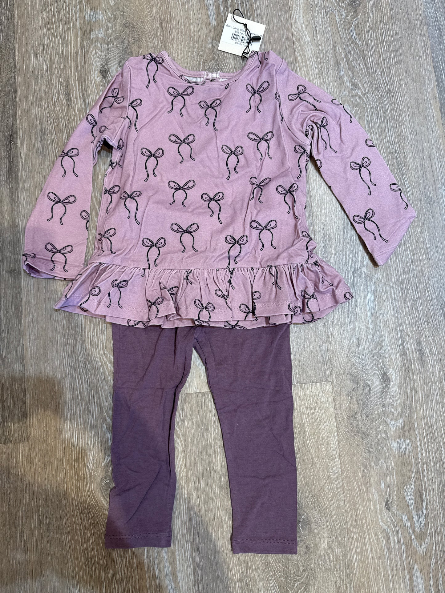 Bow Long Sleeve Peplum Set