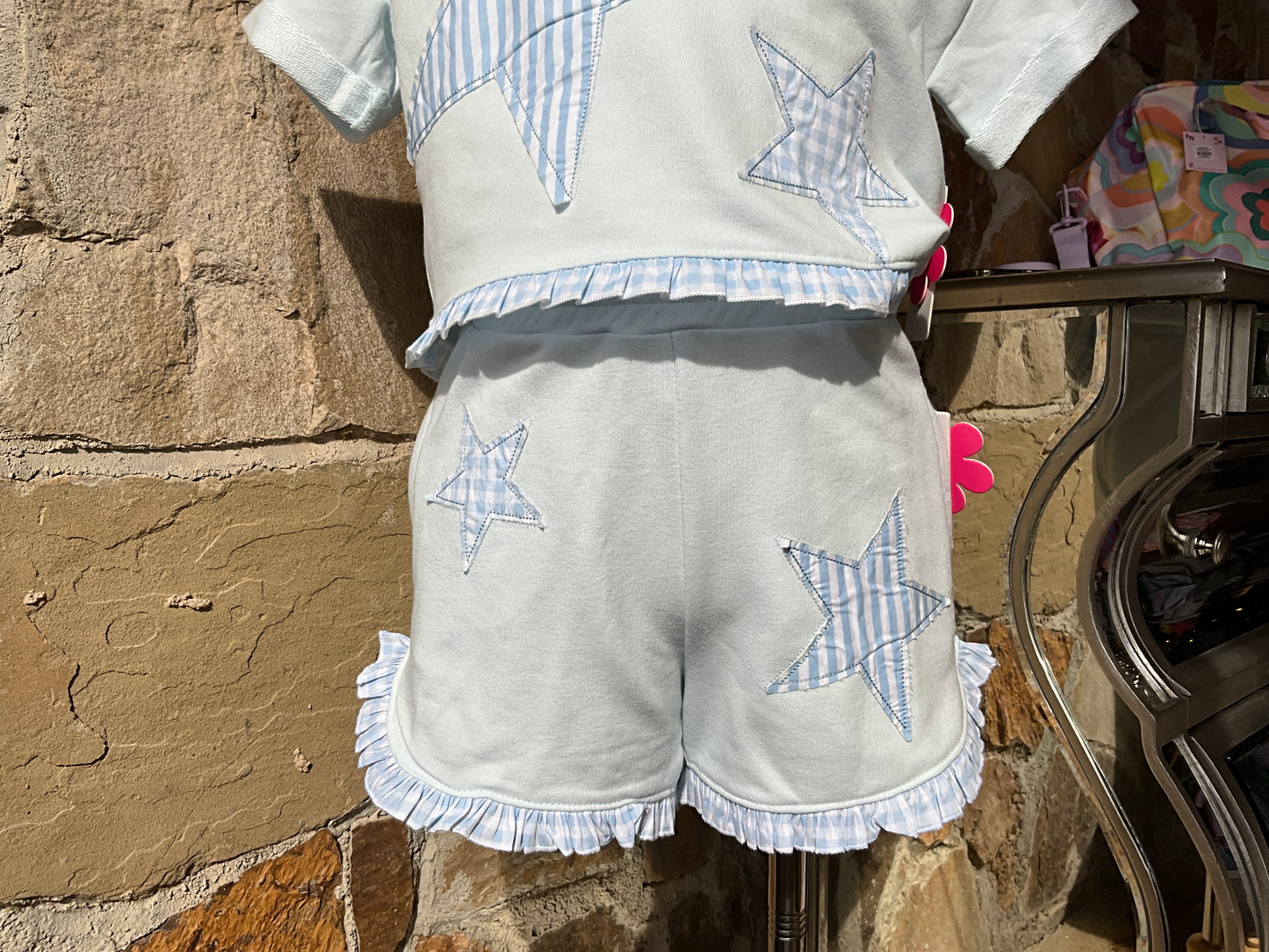 Star Applique Shorts w Ruffle Hem