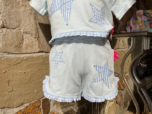 Star Applique Shorts w Ruffle Hem