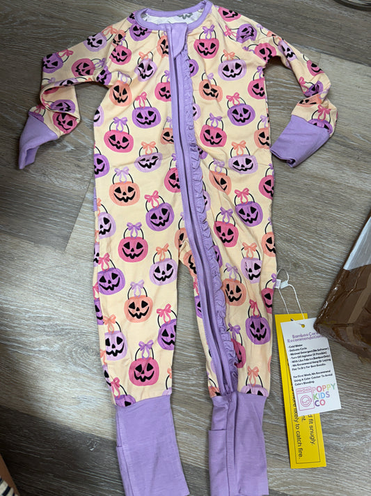 Pink Halloween Bucket Ruffle Romper