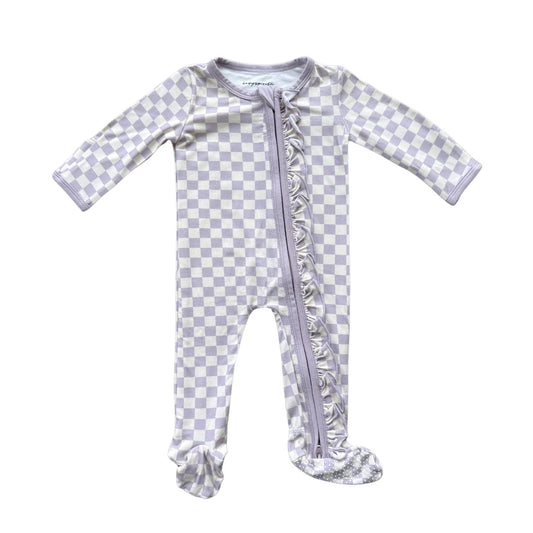 Lavender Cloud Checkered Romper