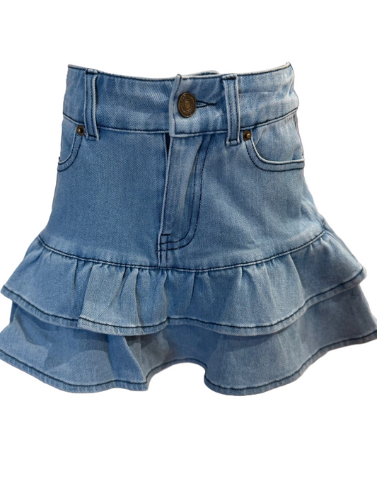 GIRLS DOUBLE TIRED DENIM SKIRT