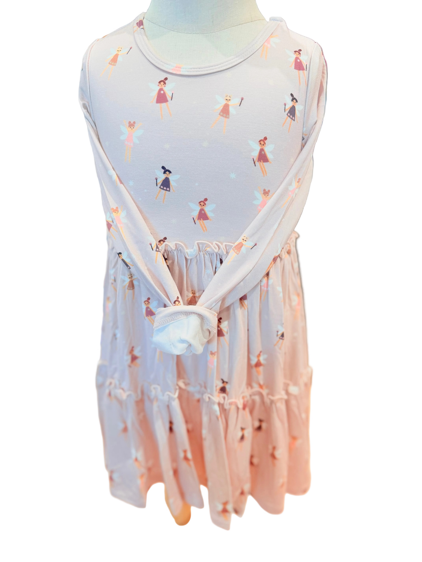 GIRLS LONG SLEEVE DOUBLE TIERED DRESS