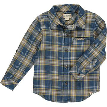 Blue/Gold Plaid Button Up