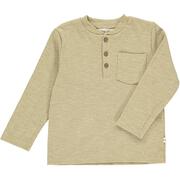 Heathered Beige Benji Ribbed Henley LS