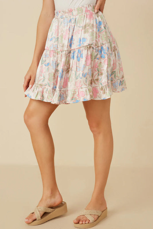 Ivory Foil Floral Skirt