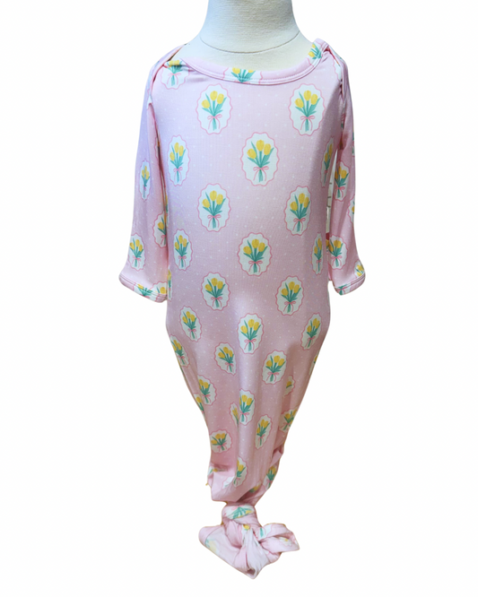 Fancy Tulips Knotted Infant Gown