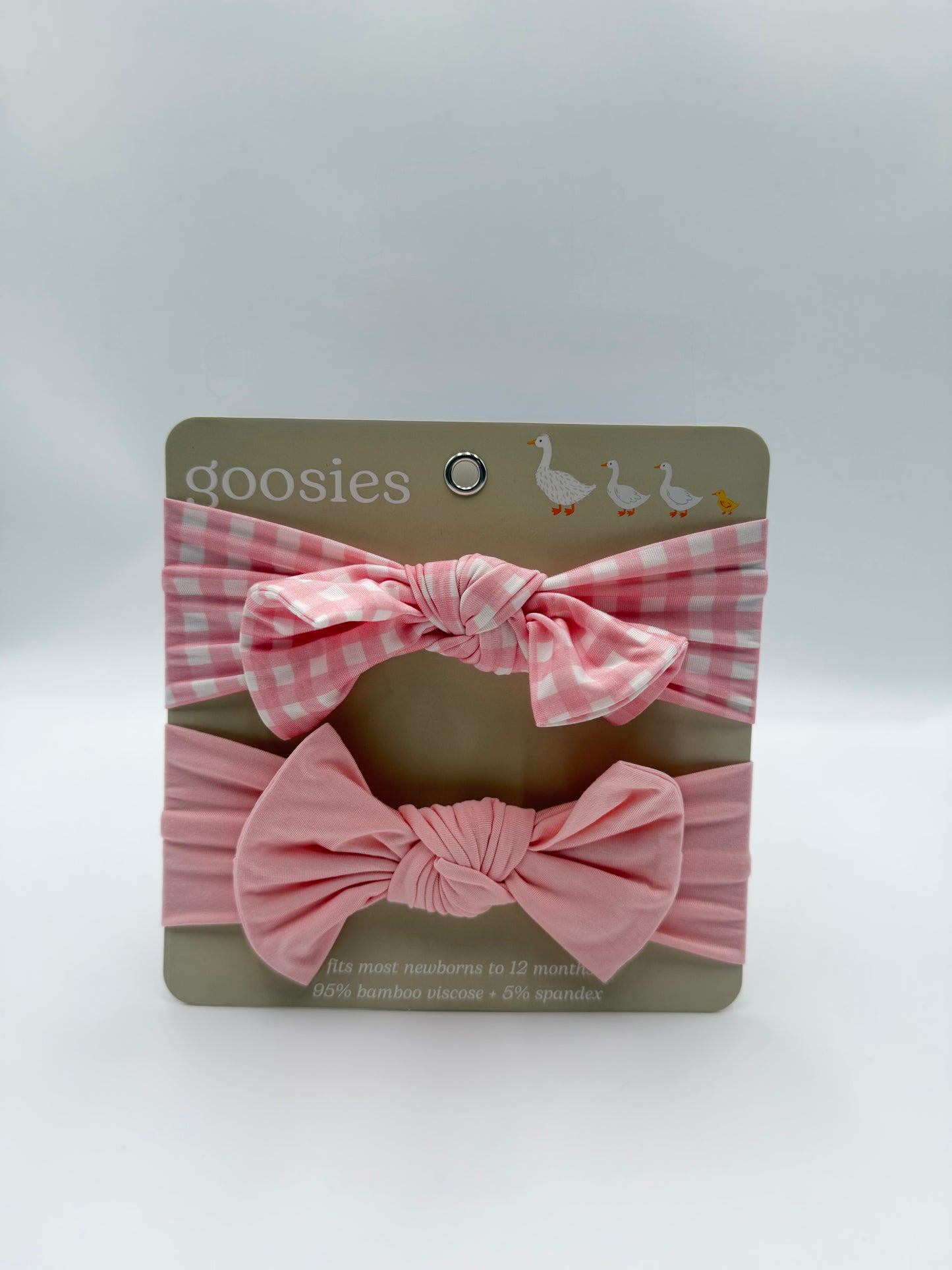 Pink Gingham Headband Bow Set