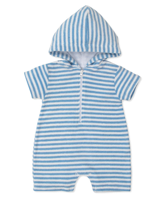 Blue Terry Stripped Romper