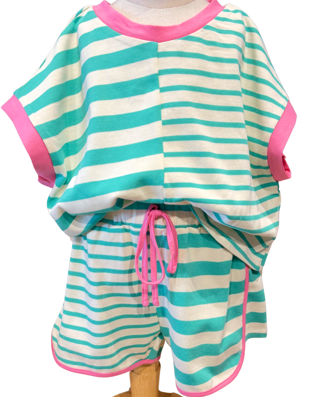 Green / Pink Stripe Color Block Set