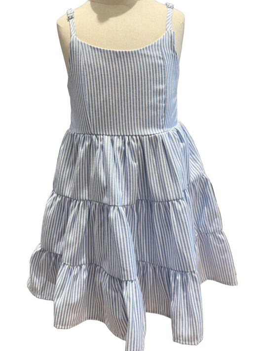 Stripe Strappy Dress With Tiers