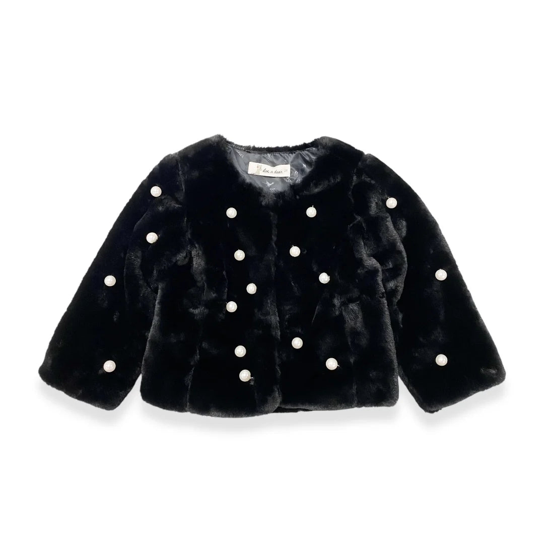 Pearl Stud Fur Coat