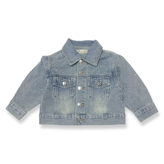 Light Wash Rhinestone Denim Jacket