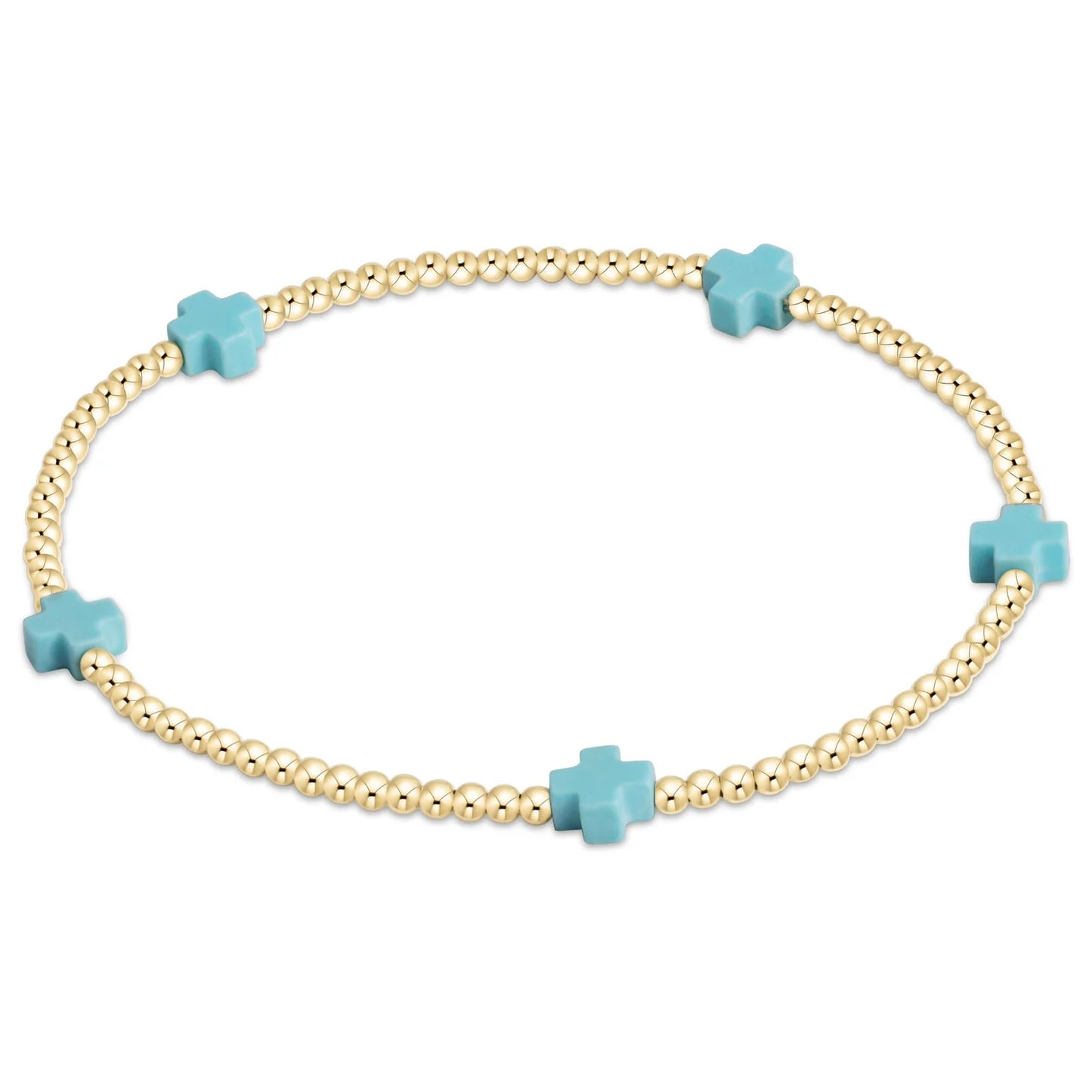 eGirl Signature Cross Gold Pattern 2mm Bead Bracelet