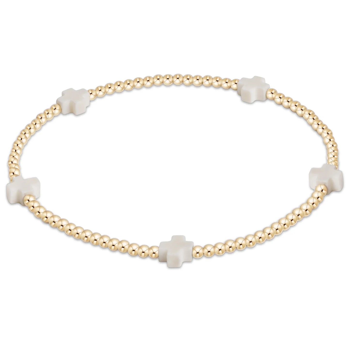 eGirl Signature Cross Gold Pattern 2mm Bead Bracelet