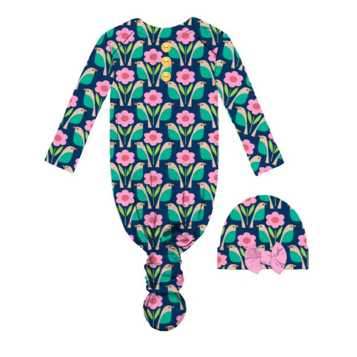 BIRDIE BABY GOWN AND BEANIE SET NB