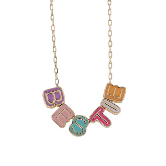 Kids Gold Paperlink Chain Necklace with Bestie