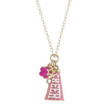 Kids Gold Cable Chain Necklace With Pink Megaphone