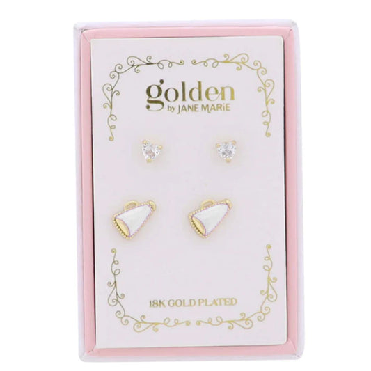 KIDS 18K GOLD SET OF 2 STUD EARRINGS