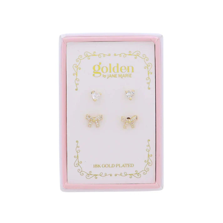 KIDS 18K GOLD SET OF 2 STUD EARRINGS
