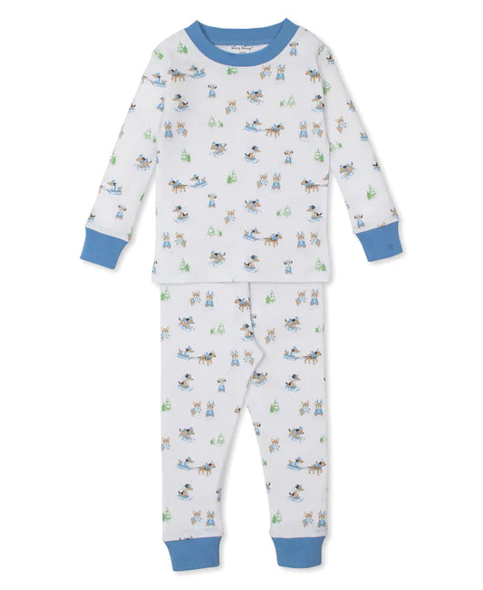 Puppy's Sleigh Riding Fun Blue PJ Set