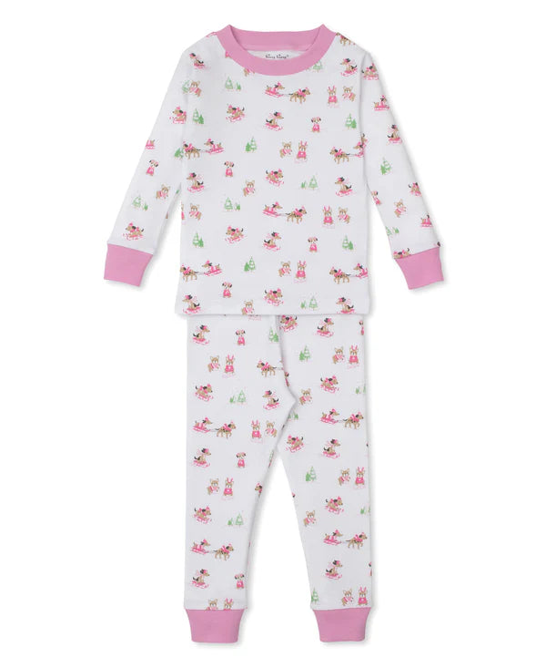Puppy's Sleigh Riding Fun Pink PJ Set