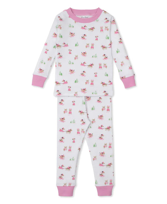 Puppy's Sleigh Riding Fun Pink PJ Set