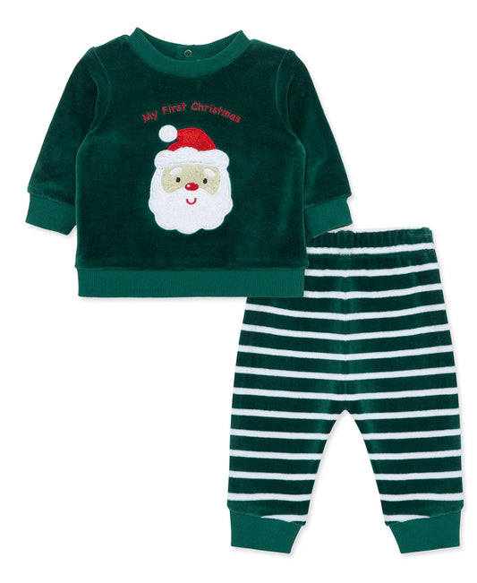 Green Santa Velour Pant Set