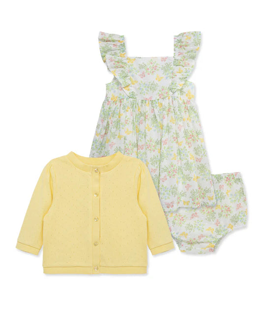 Baby's Garden Dress & Cardigan Set