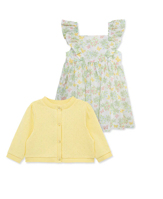 Toddler's Garden Dress & Cardigan Set