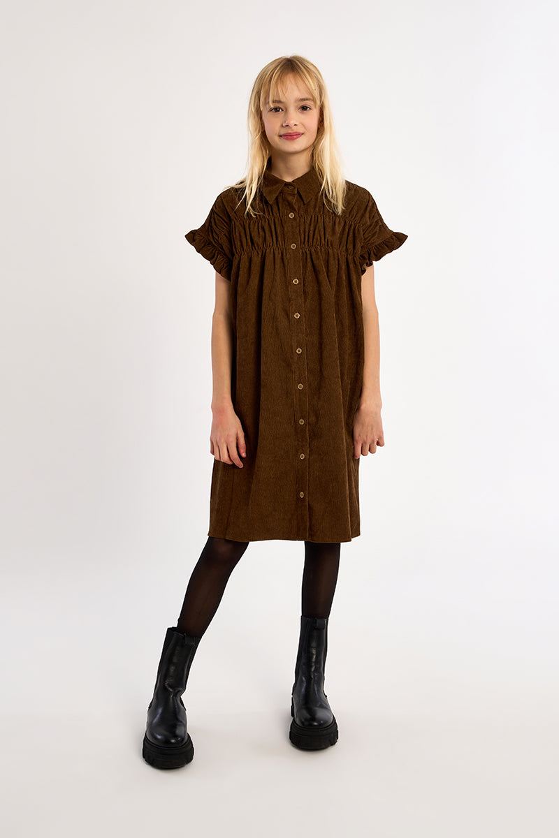 Girls Woven Button Up Dress