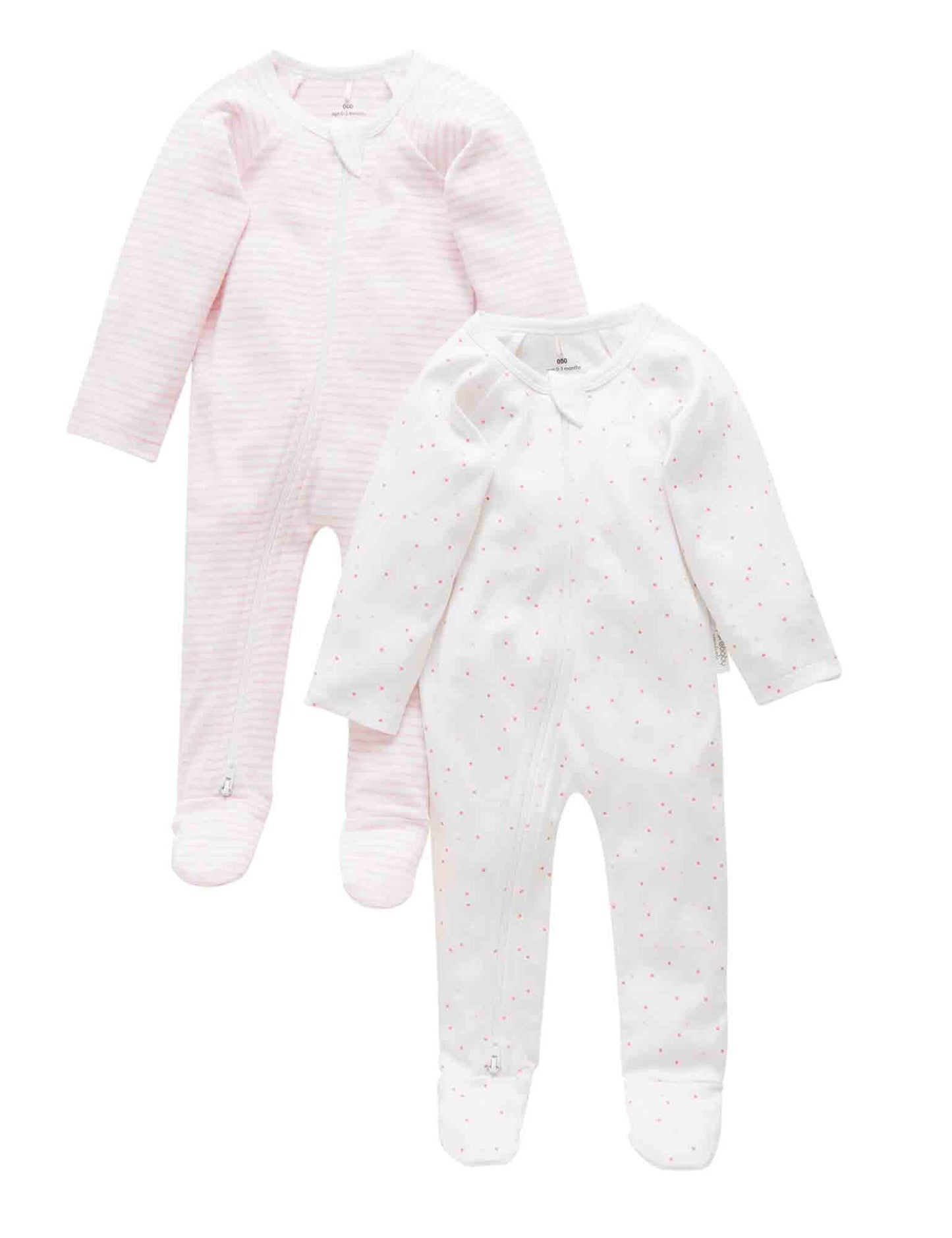 2 Pack Zip Growsuit Pale Pink