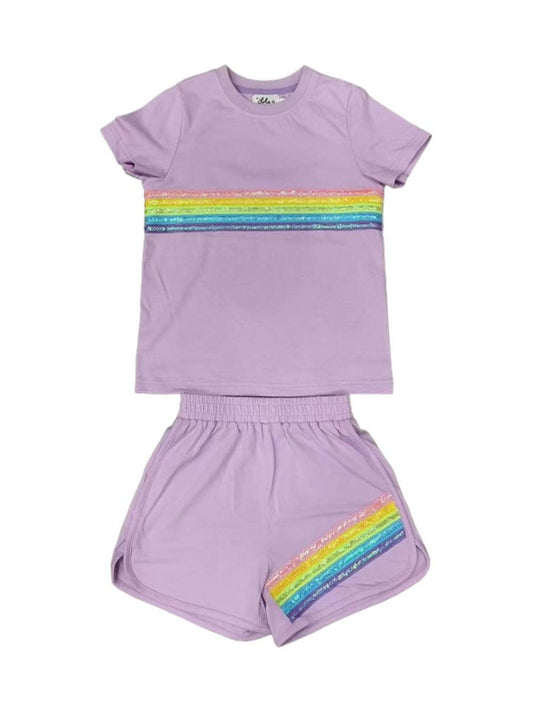 Rainbow Sequin Short Set