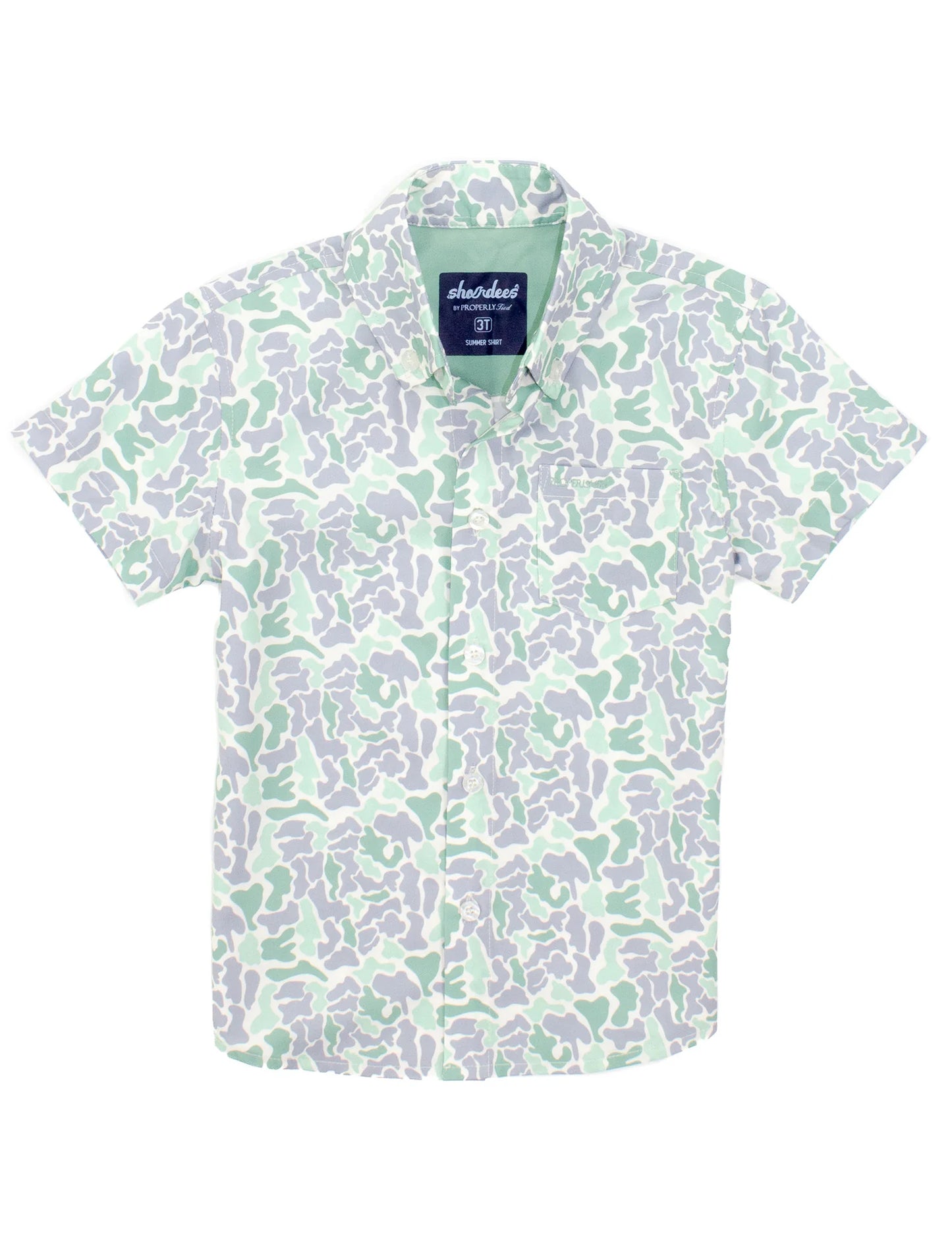 BOYS SHORDESS SUMMER SHIRT SAGE CAMO