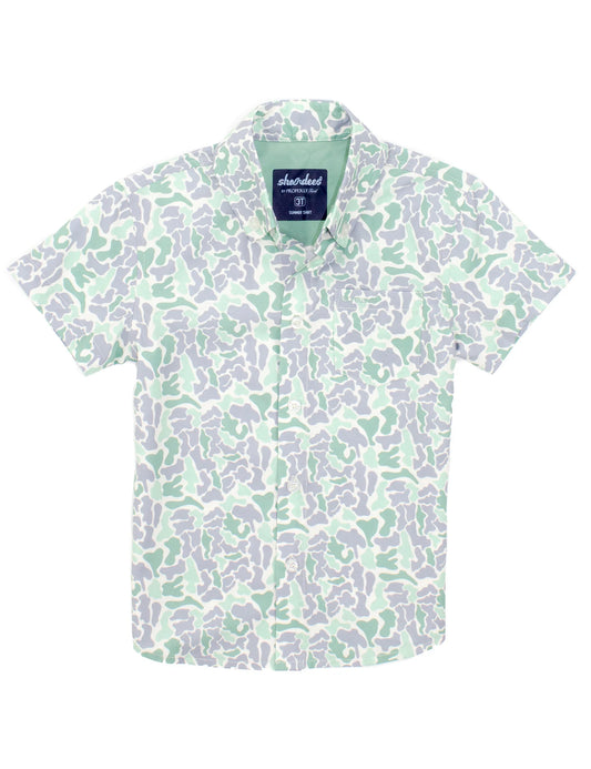 BOYS SHORDESS SUMMER SHIRT SAGE CAMO