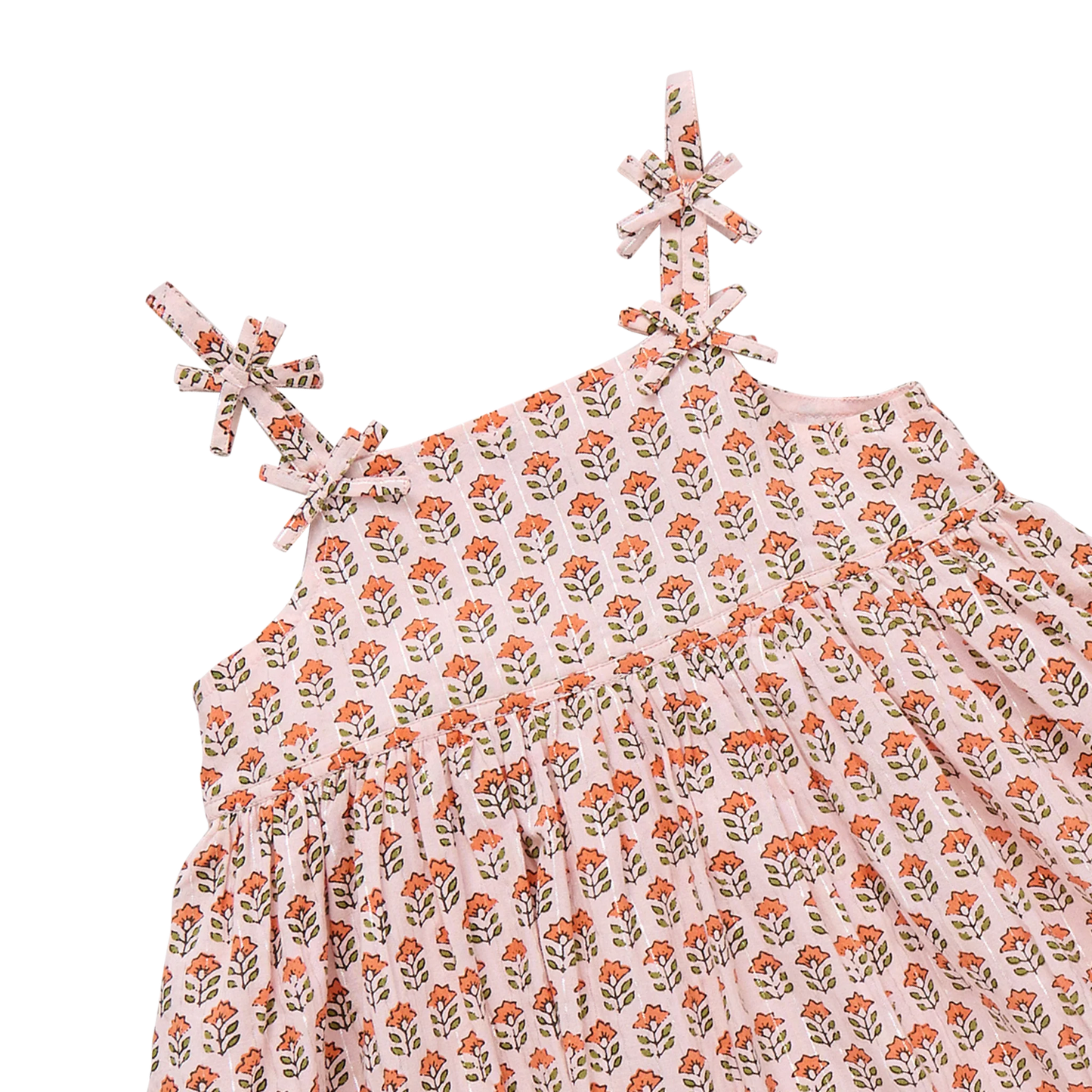 Girls Tia Dress- Pink Prairie Block Print