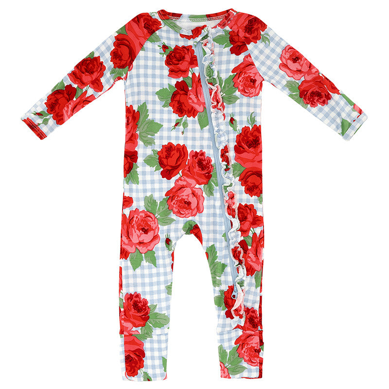 Red Roses Ruffle Romper