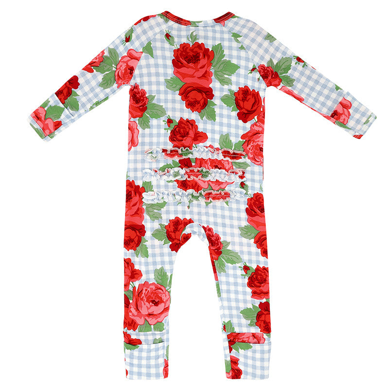 Red Roses Ruffle Romper