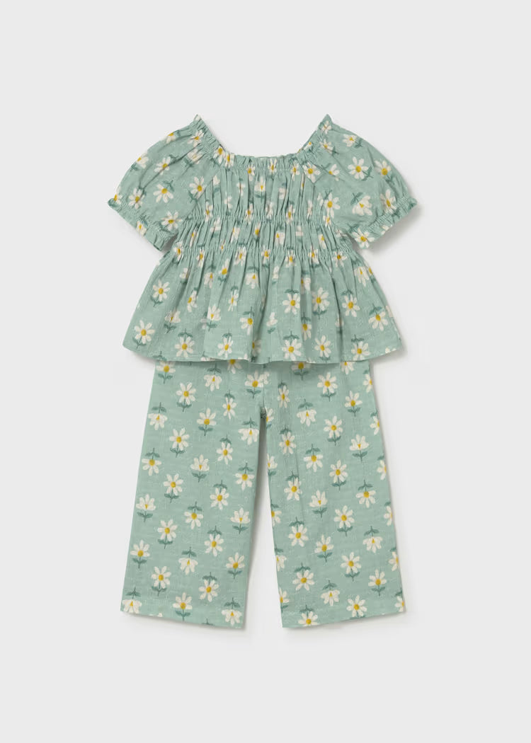 Baby Flower Printed Pants and Blouse 2-Piece Set