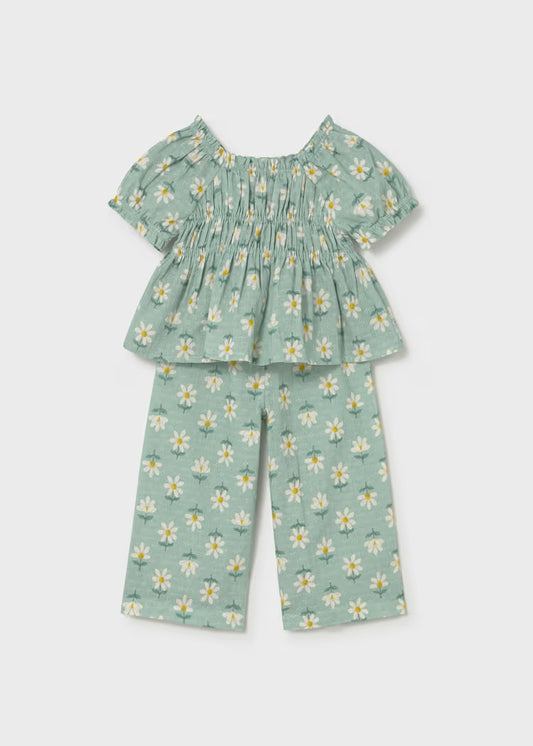 Baby Flower Printed Pants and Blouse 2-Piece Set