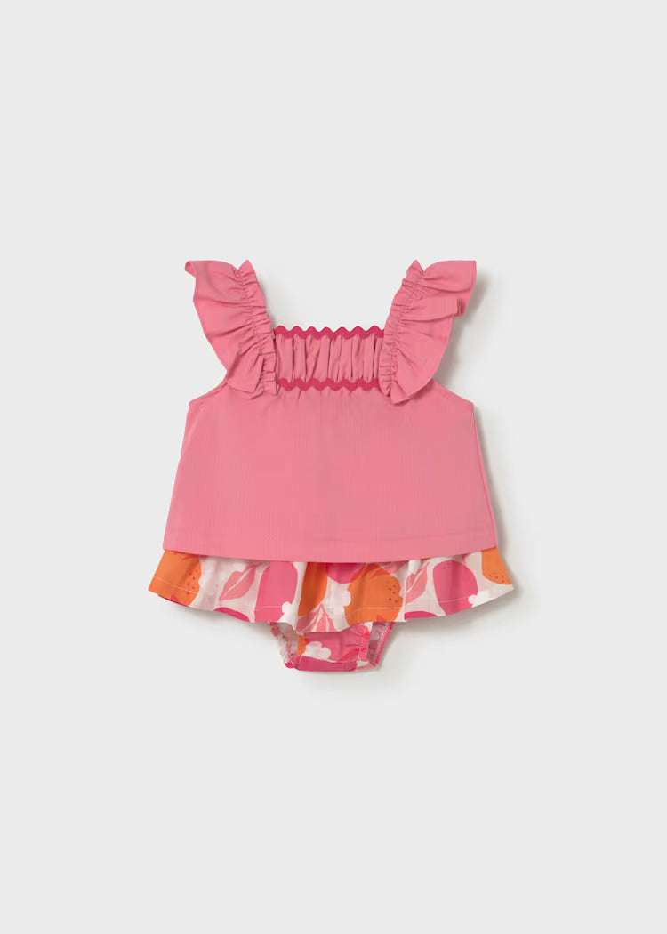 Pink Linen Skirt with Oranges Set