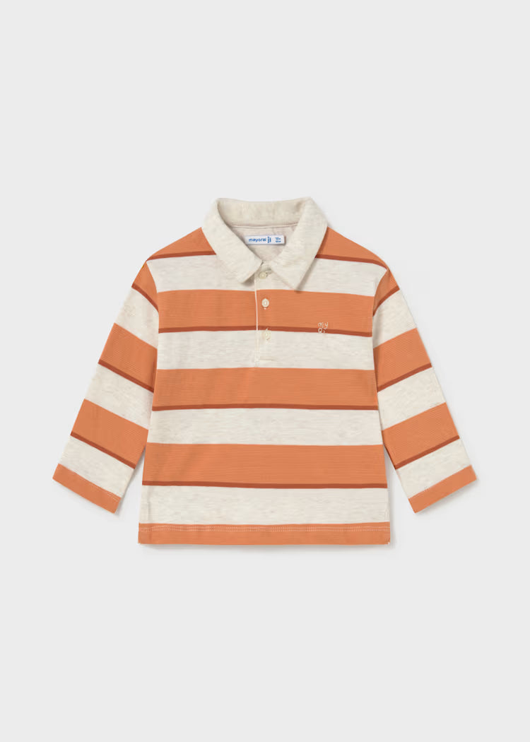 Orange Striped LS Polo